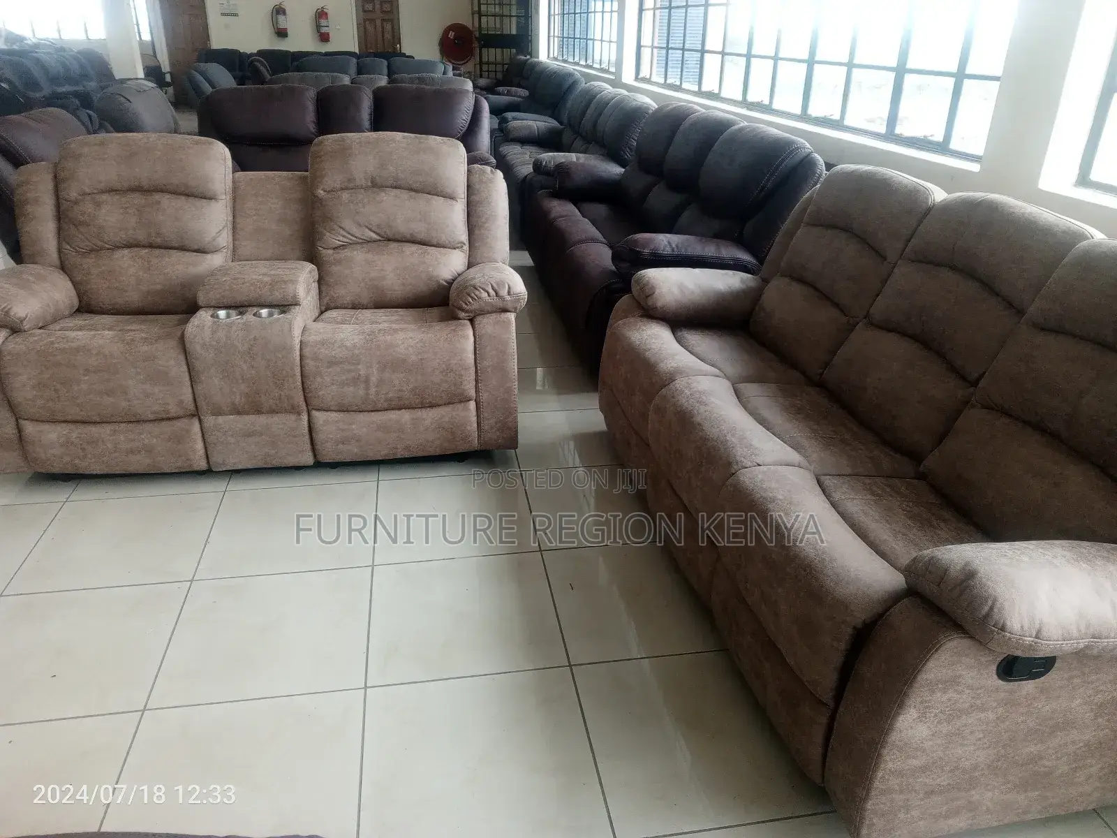 Five Seater Brown Recliner Sofas