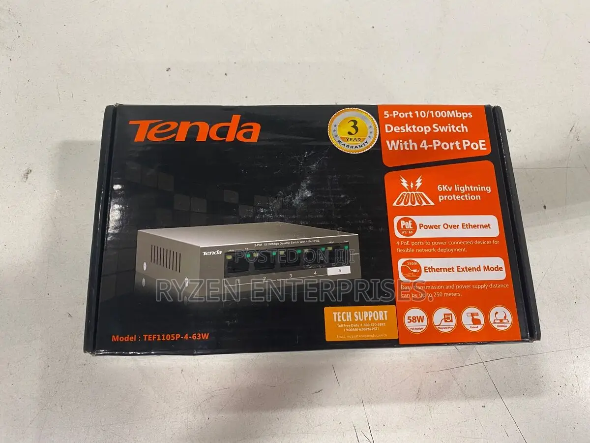 Tenda TEF1105P-4-63W 5 Port