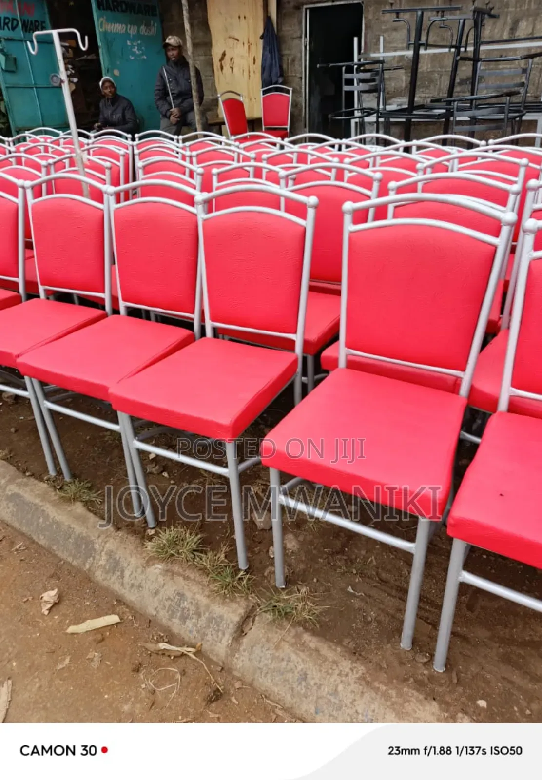 Restaurant Balls Chairs, Red and Silver