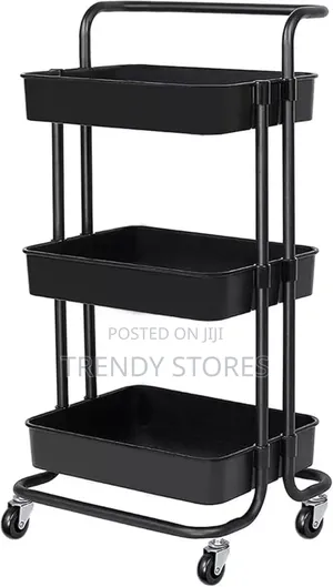 Black 3 Layer Rolling Storage Rack
