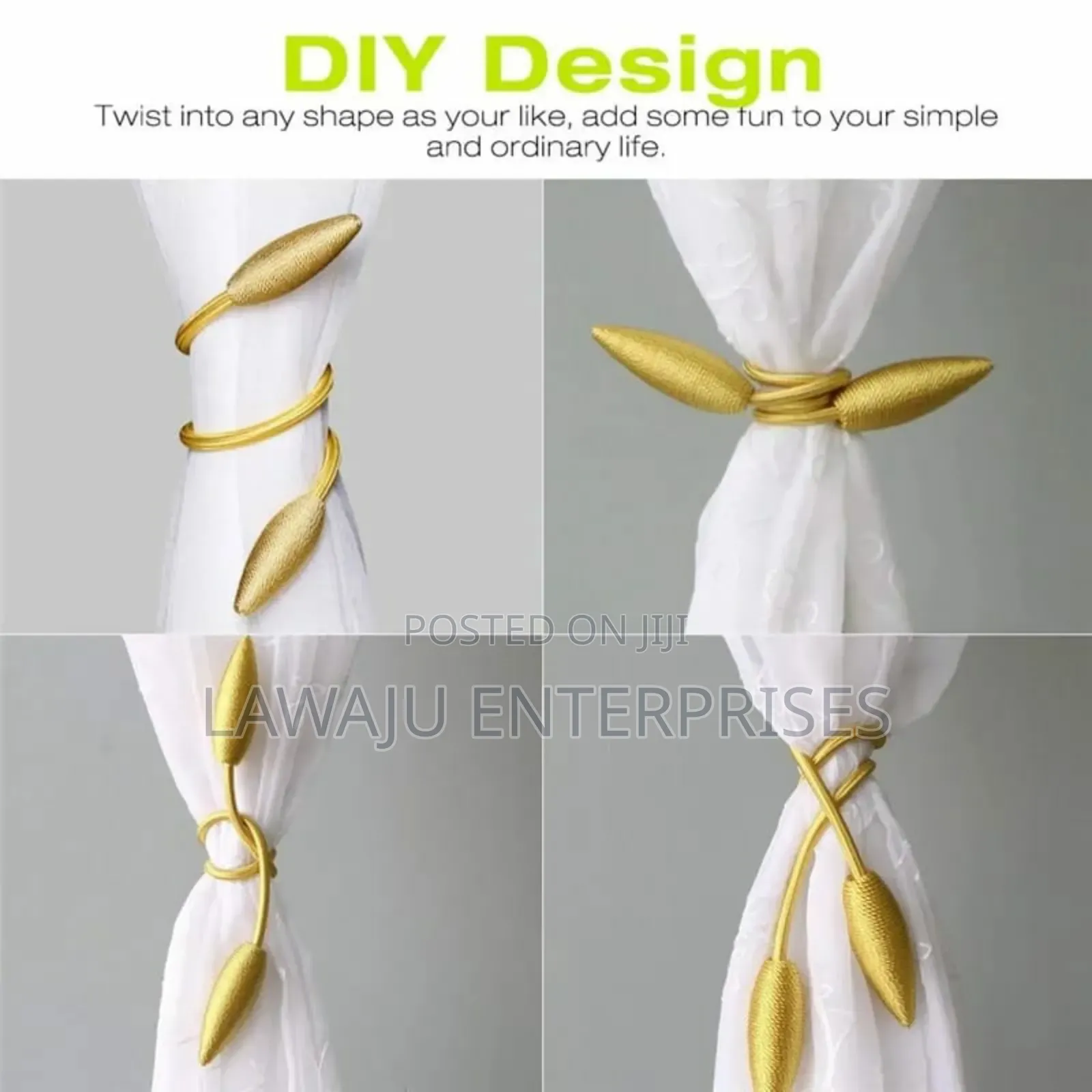 2 Pc Gold Curtain Holder