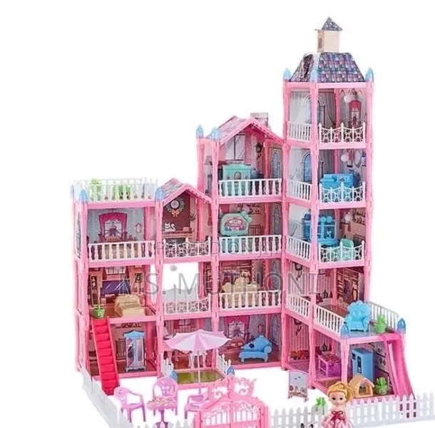 374 Pieces ,15 Rooms Diy Glowing Doll House*