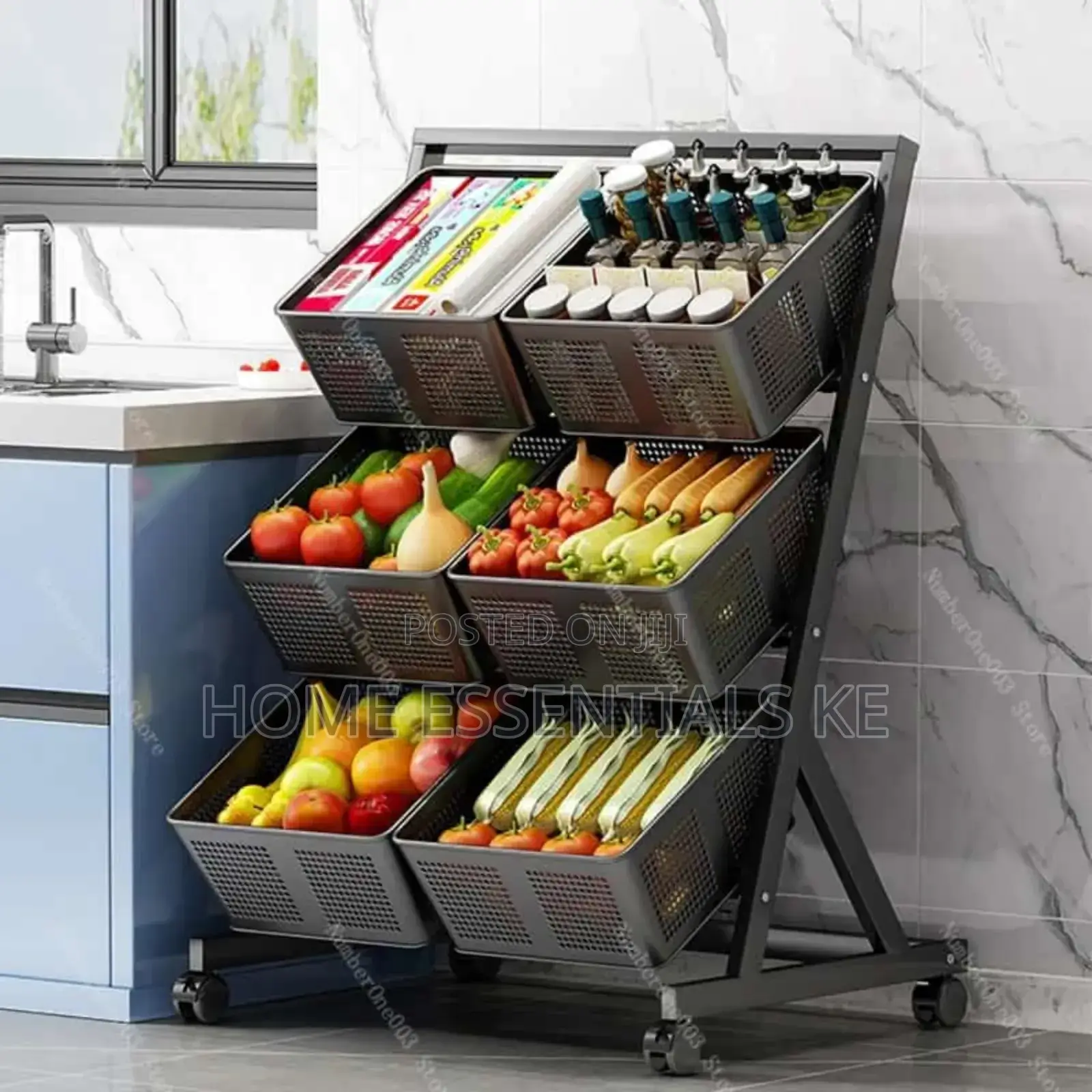Multifunctional Metallic Vegetable/Fruits Cart Storage Rack