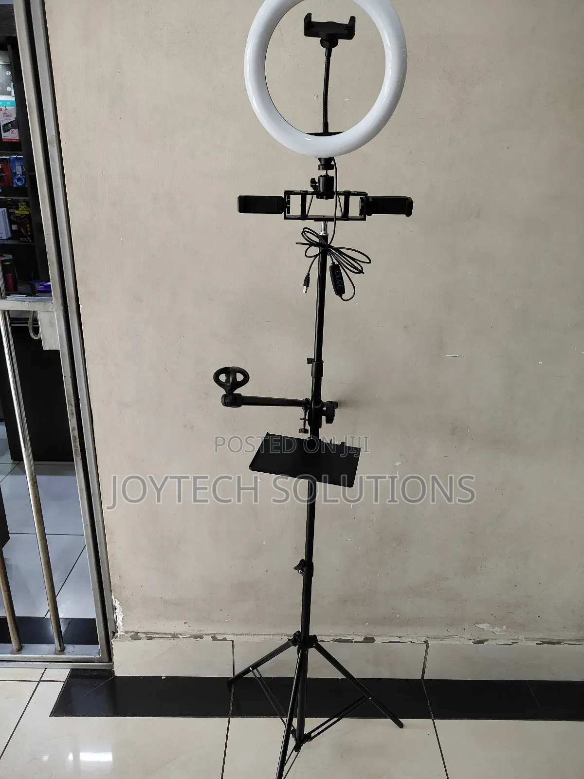 Recording Microphone Tripod Stand ( Phone Holder and Light)