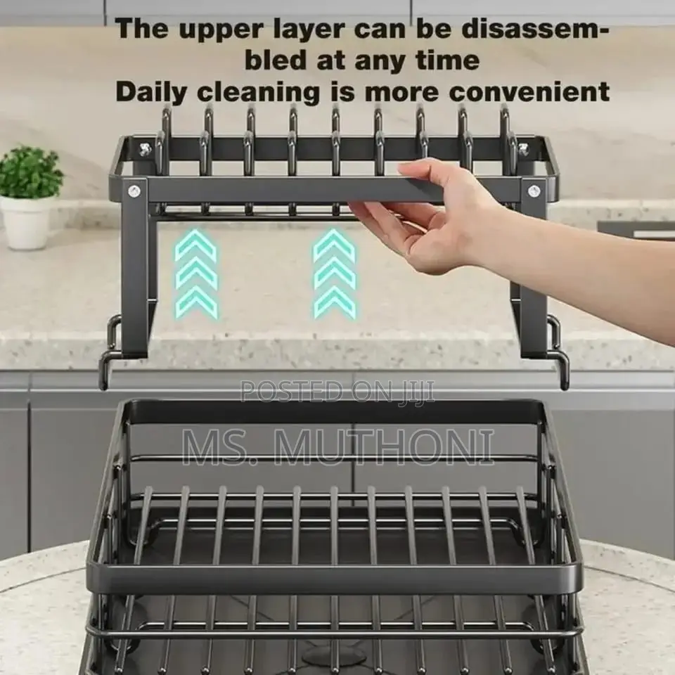 *2 Tier Dish Rack With Cutlery Holder Chop Board Holder*