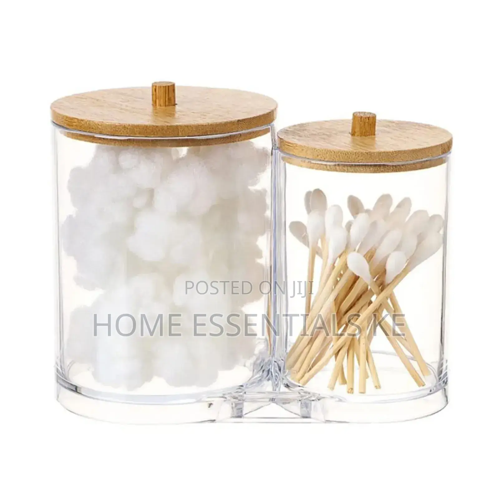 *Double Compartment Acrylic Cotton Swabs Jewelry Organizer*