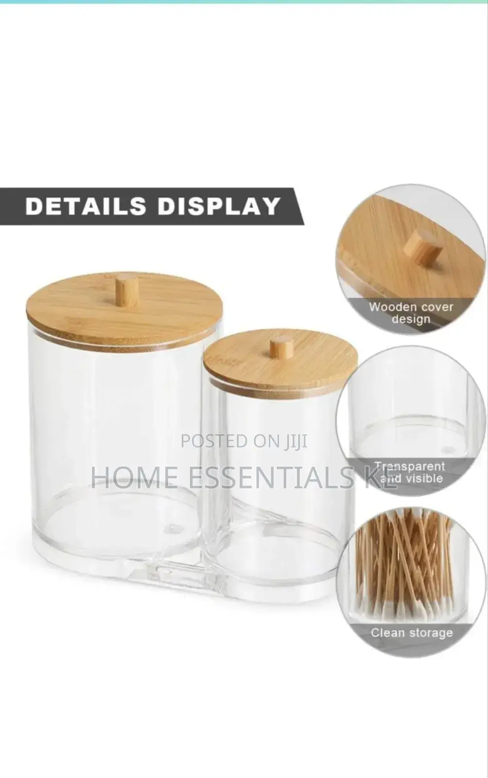 *Double Compartment Acrylic Cotton Swabs Jewelry Organizer*