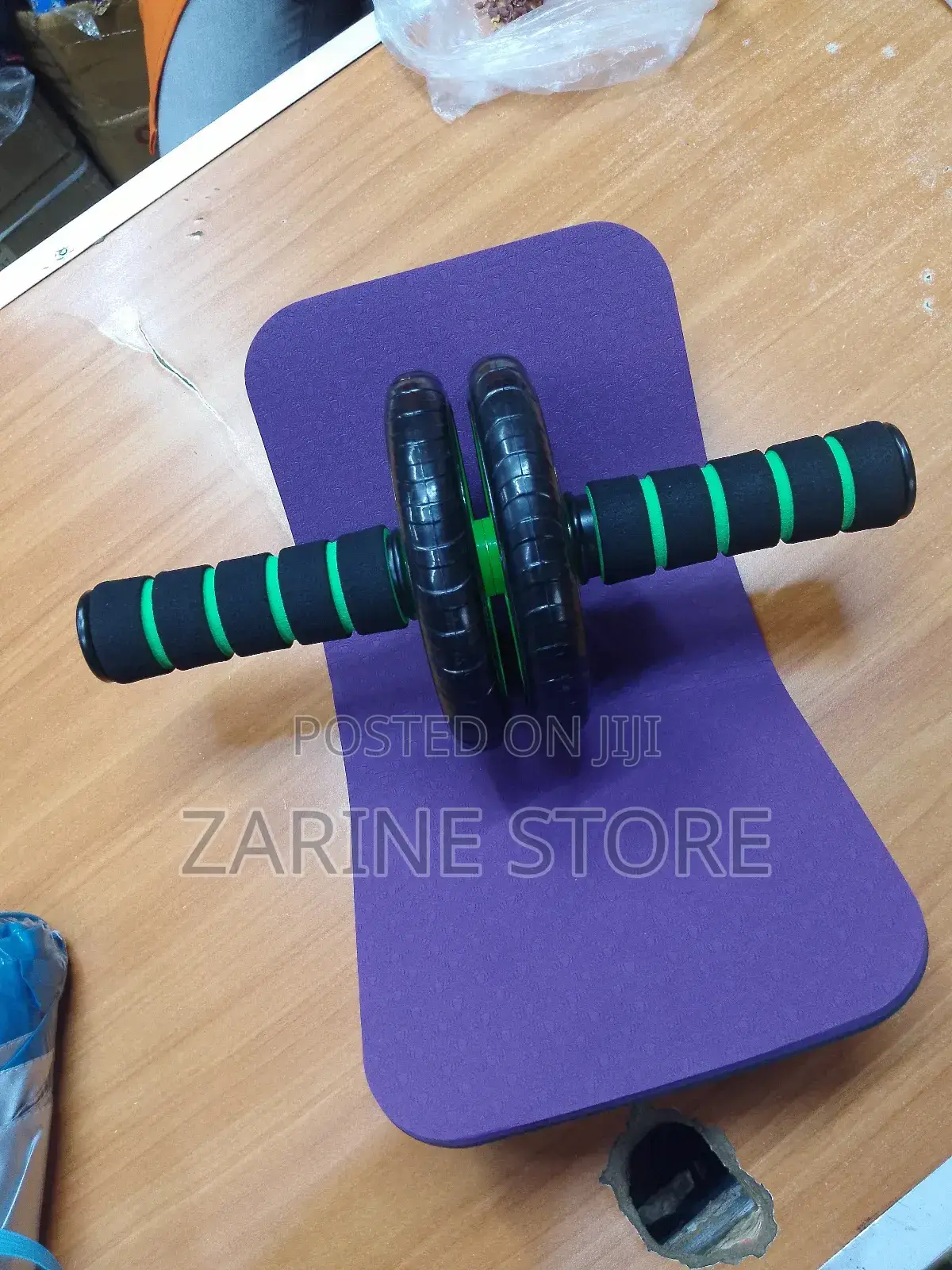 Double Wheel Roller With Knee Pad Ab Total Body Exerciser