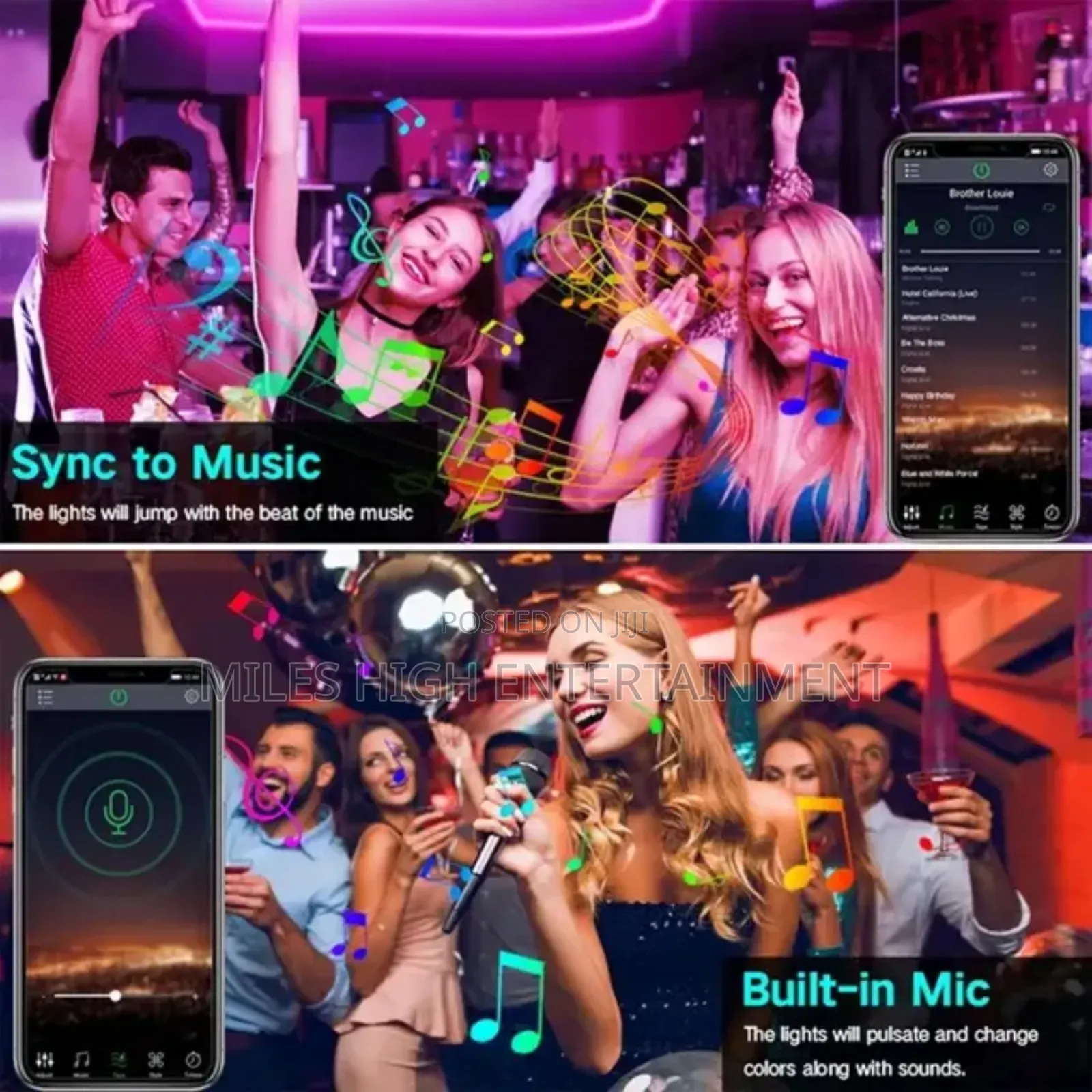 Color Changing RGB Strip Lights With App Control Bluetooth