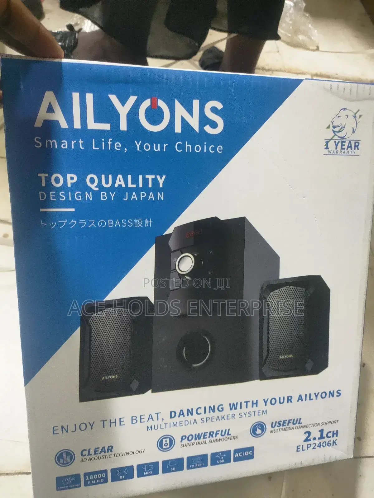 AILYONS 2.1 Speaker System Woofer 10000W PMPO Black