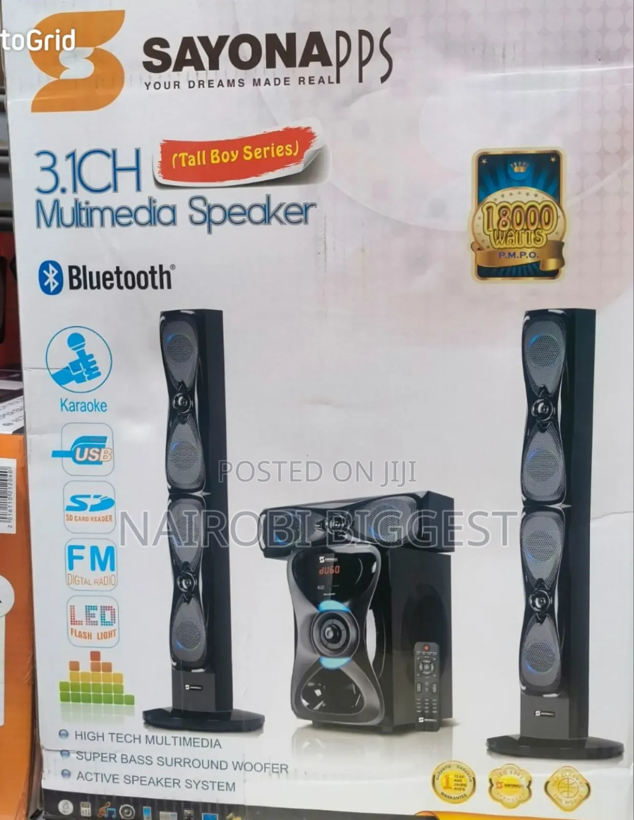Sayona SHT-1204BT 3.1ch Subwoofer System Tallboy Speakers