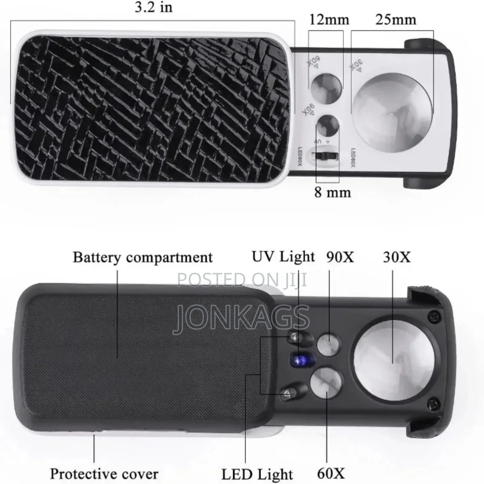 Jewelry Loupe Magnifier With LED UV Light 30X 60X 90X