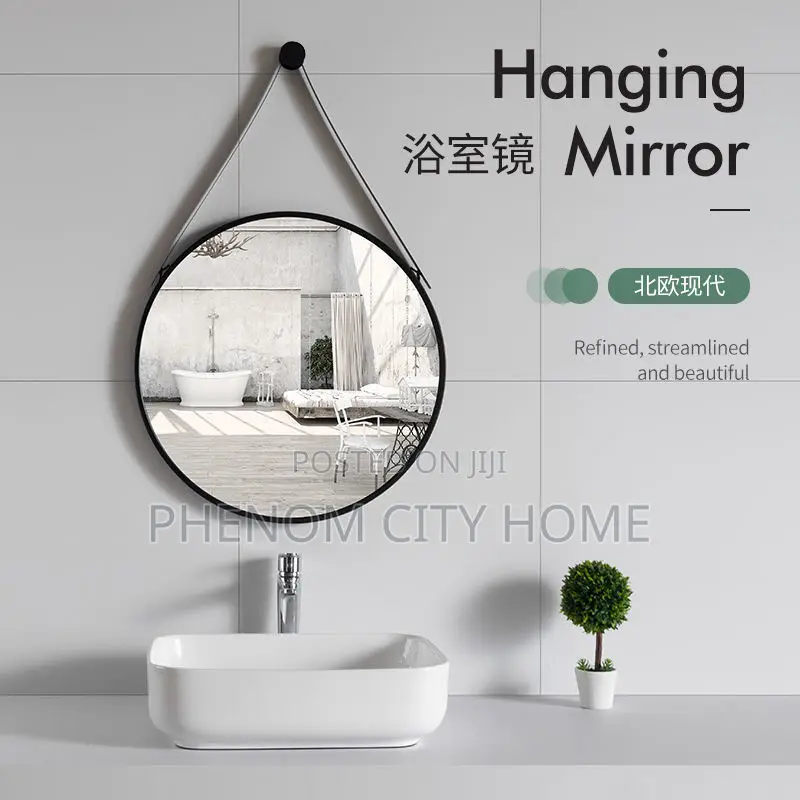 Nordic Wall Mirror With Leather Strap