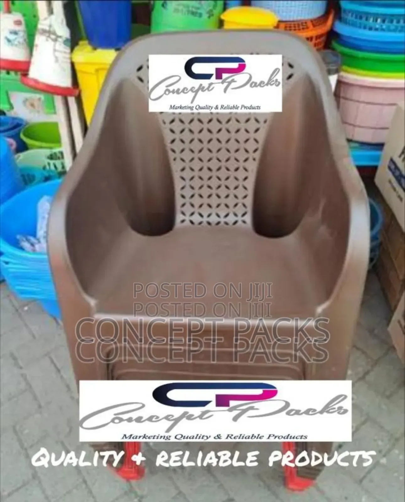 Chocolate Brown Plastic Easy Chair.