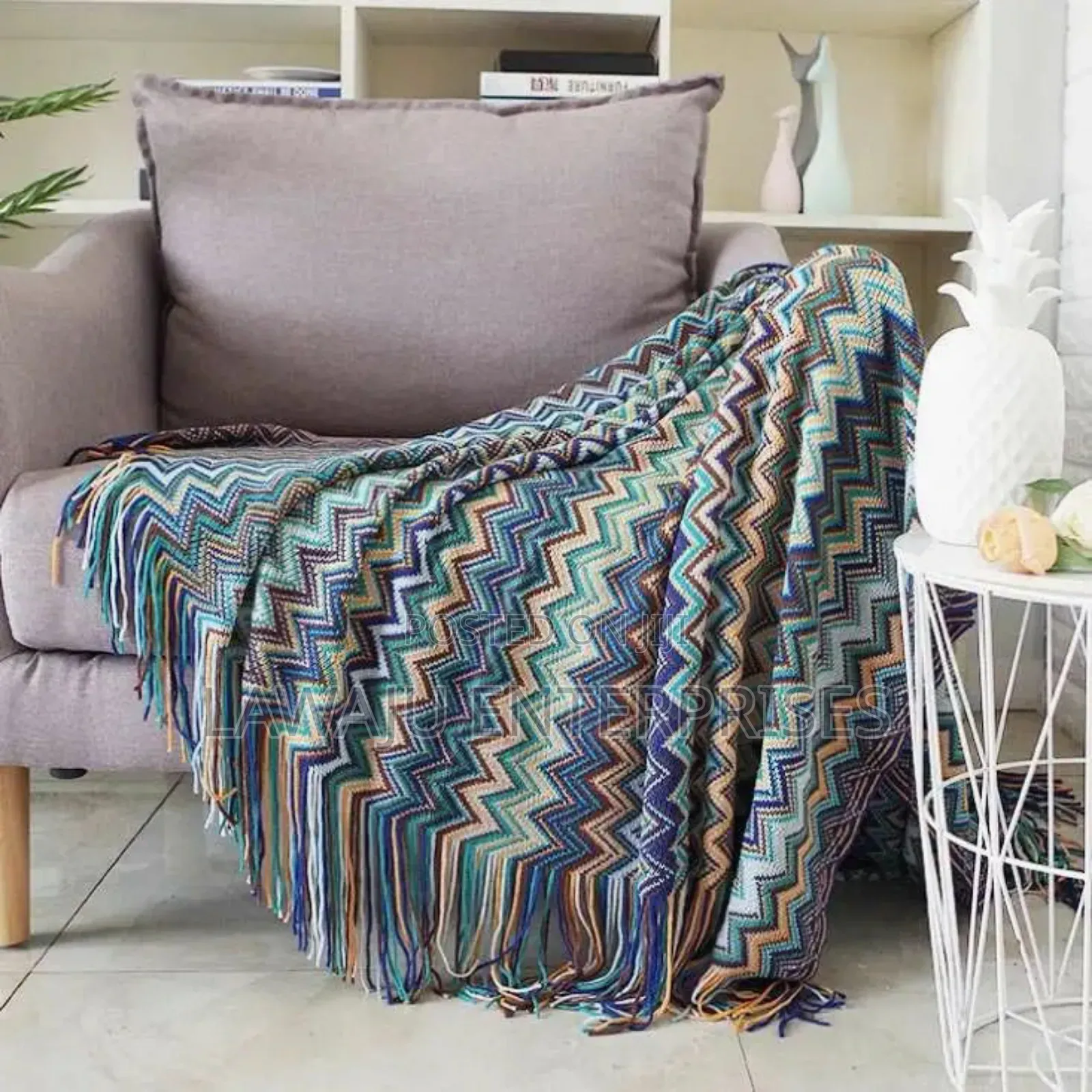Bohemian Knitted Throw Blanket With Tassel