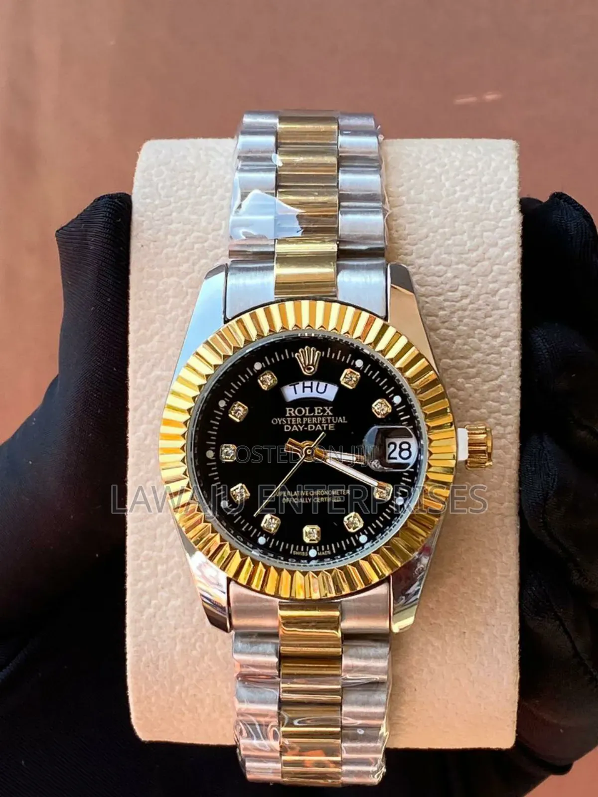 Rosegold Rolex Ladies Watch Black Display
