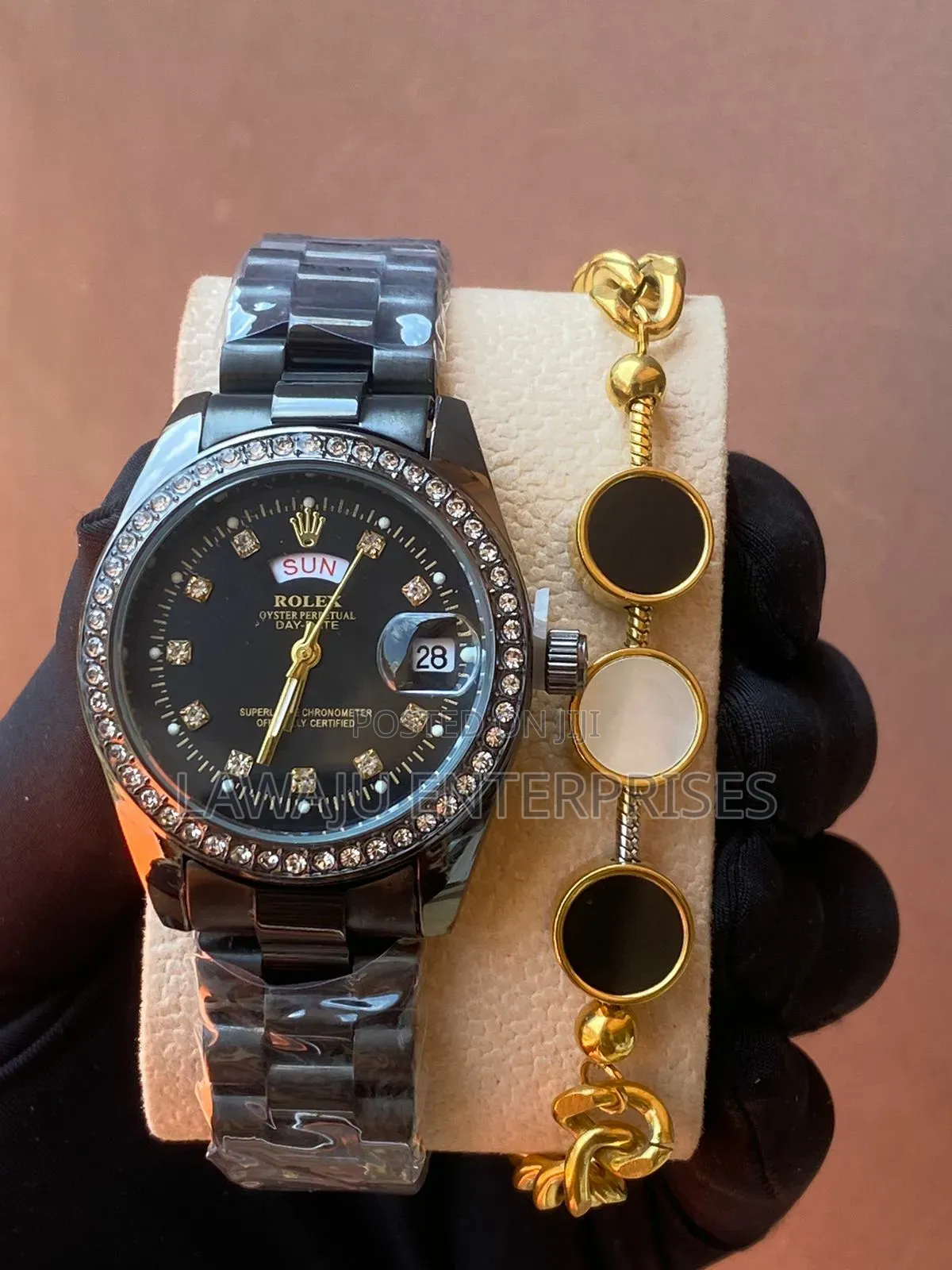 Black Rolex Watch With Bracelet