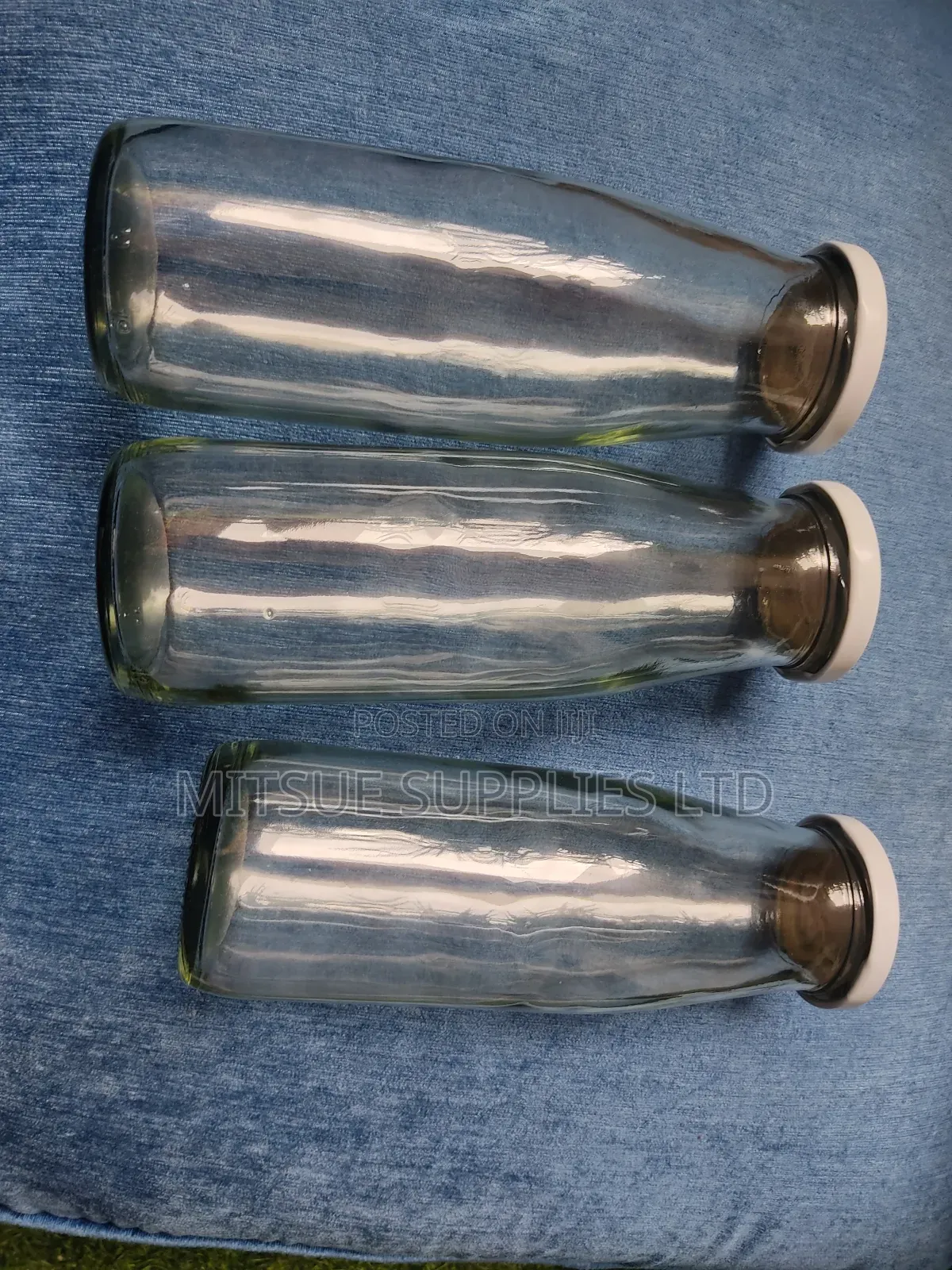 Set of 15 X 500 Glass Bottle 190mm Long White Lids 53mm Wide