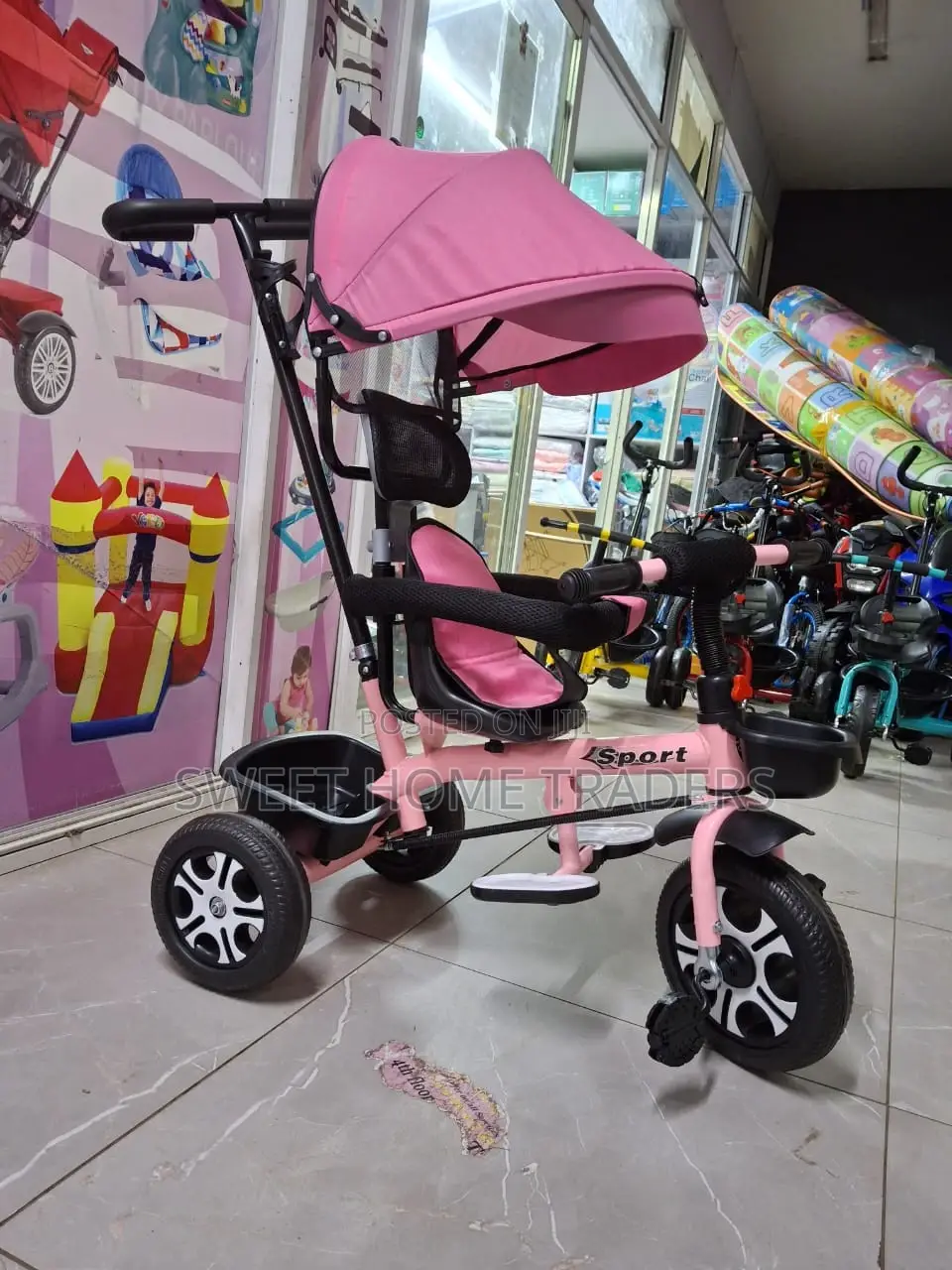 Kids Tricycle With Push Handle and Canopy