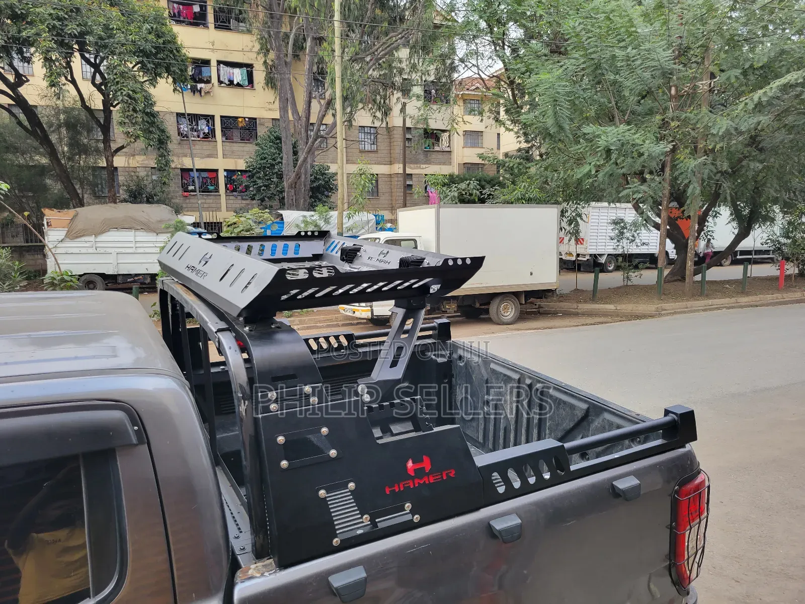 Toyota Hilux Combat Roll Bar and Roof Basket Black Roll Bar