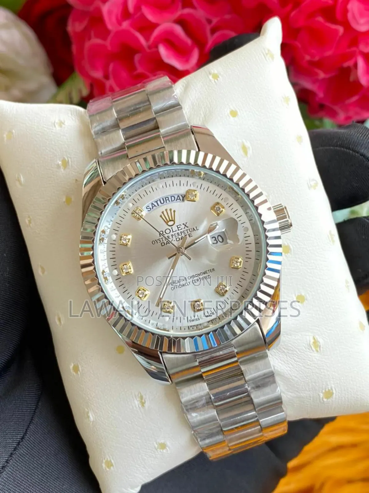 Silver Gents Rolex Watch With Perpetual Calendar