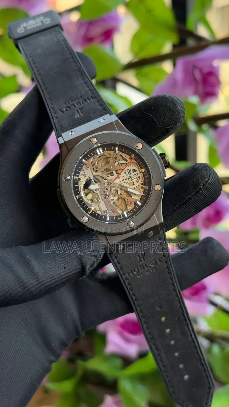 Black Strap Hublot Automatic Gents Watch