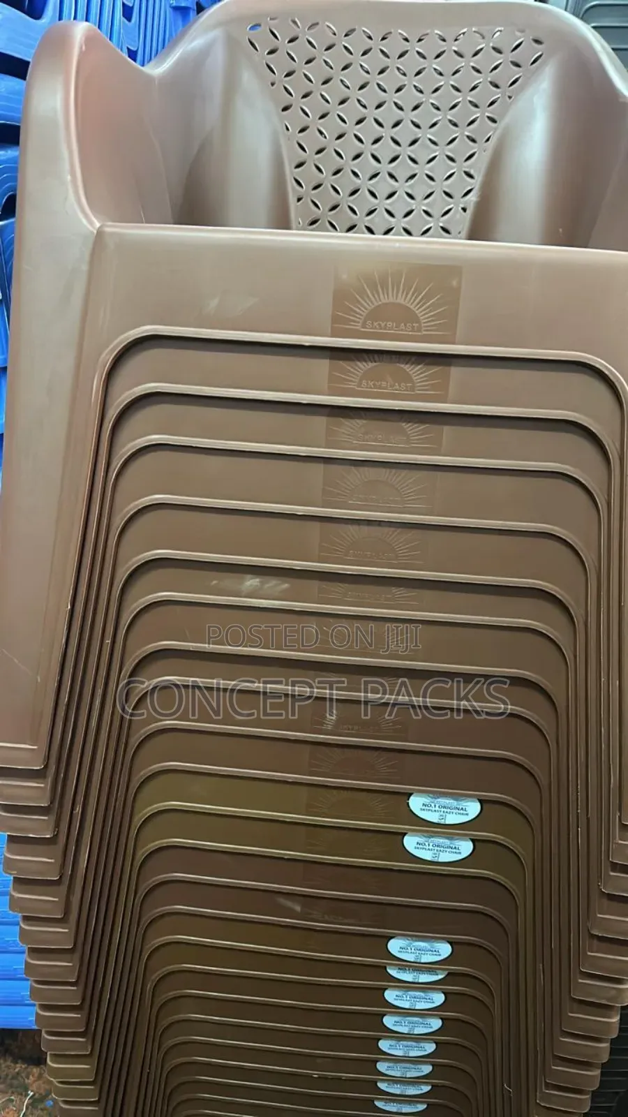 Brown Plastic Easy Chair.