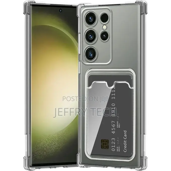 For SAMSUNG GALAXY S23 ULTRA Clear TPU Case With Card Holder