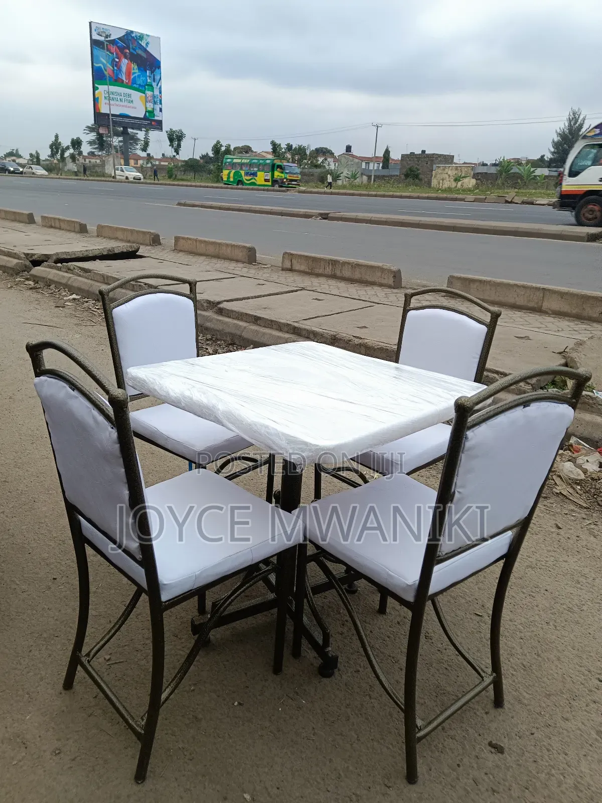 Powder Coated Set of Balls Chairs, White 