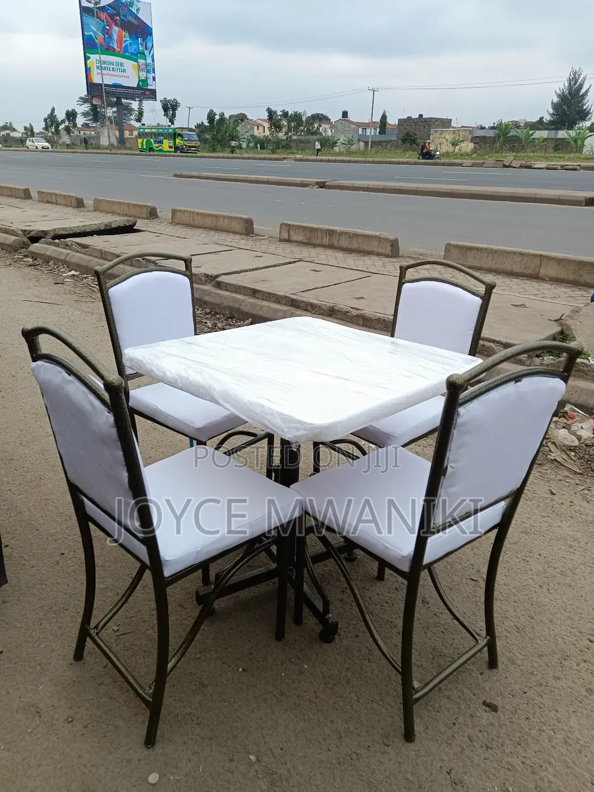 Powder Coated Set of Balls Chairs, White 