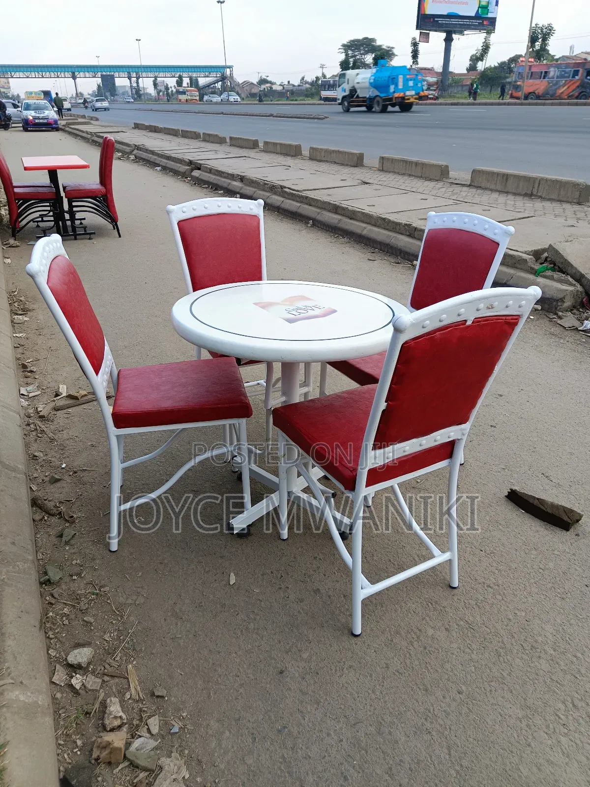 Powder Coated Restaurant Set, White and Red