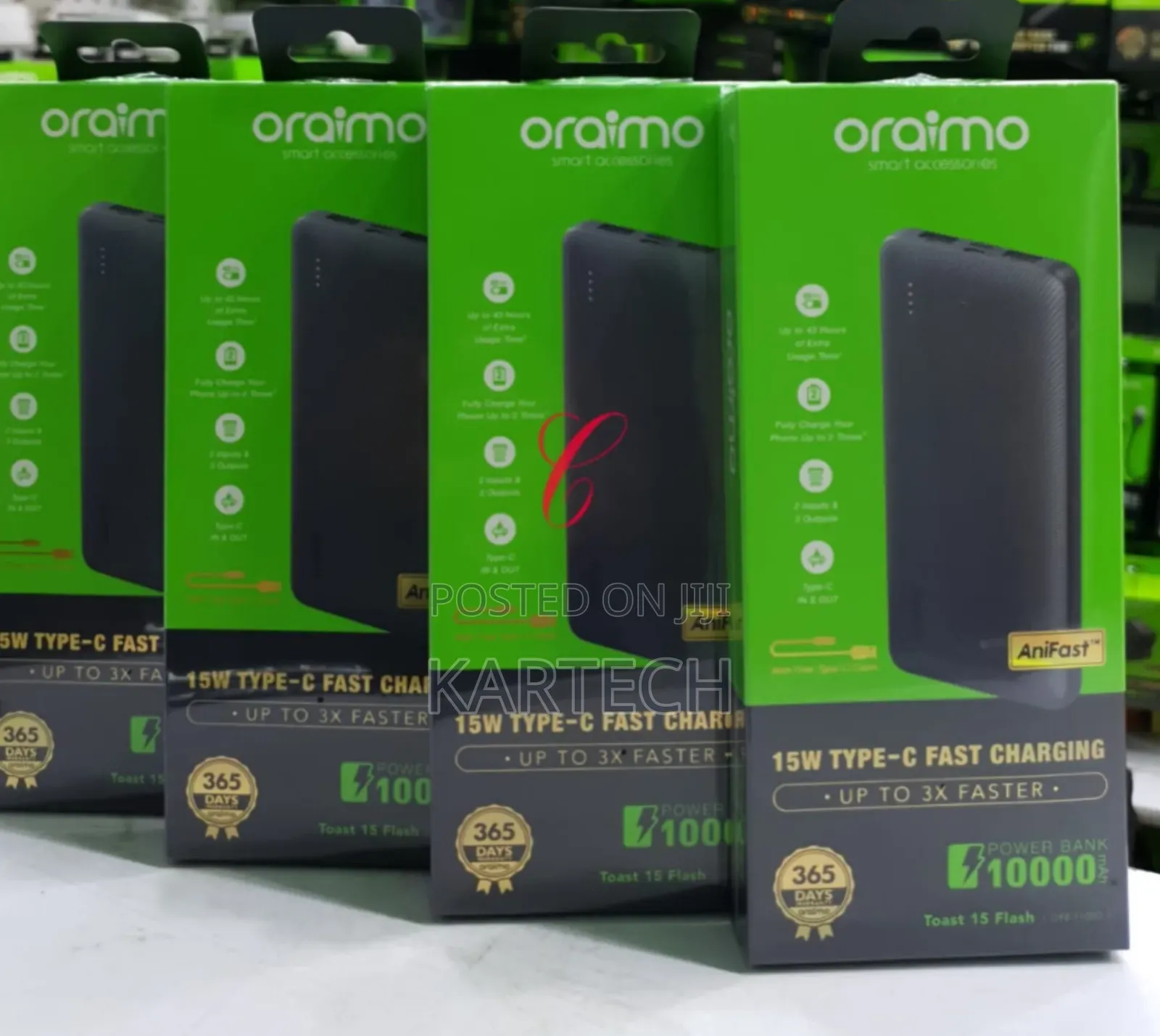 Oraimo Toast 15 Flash 10,000mah Power Bank + Type C Output