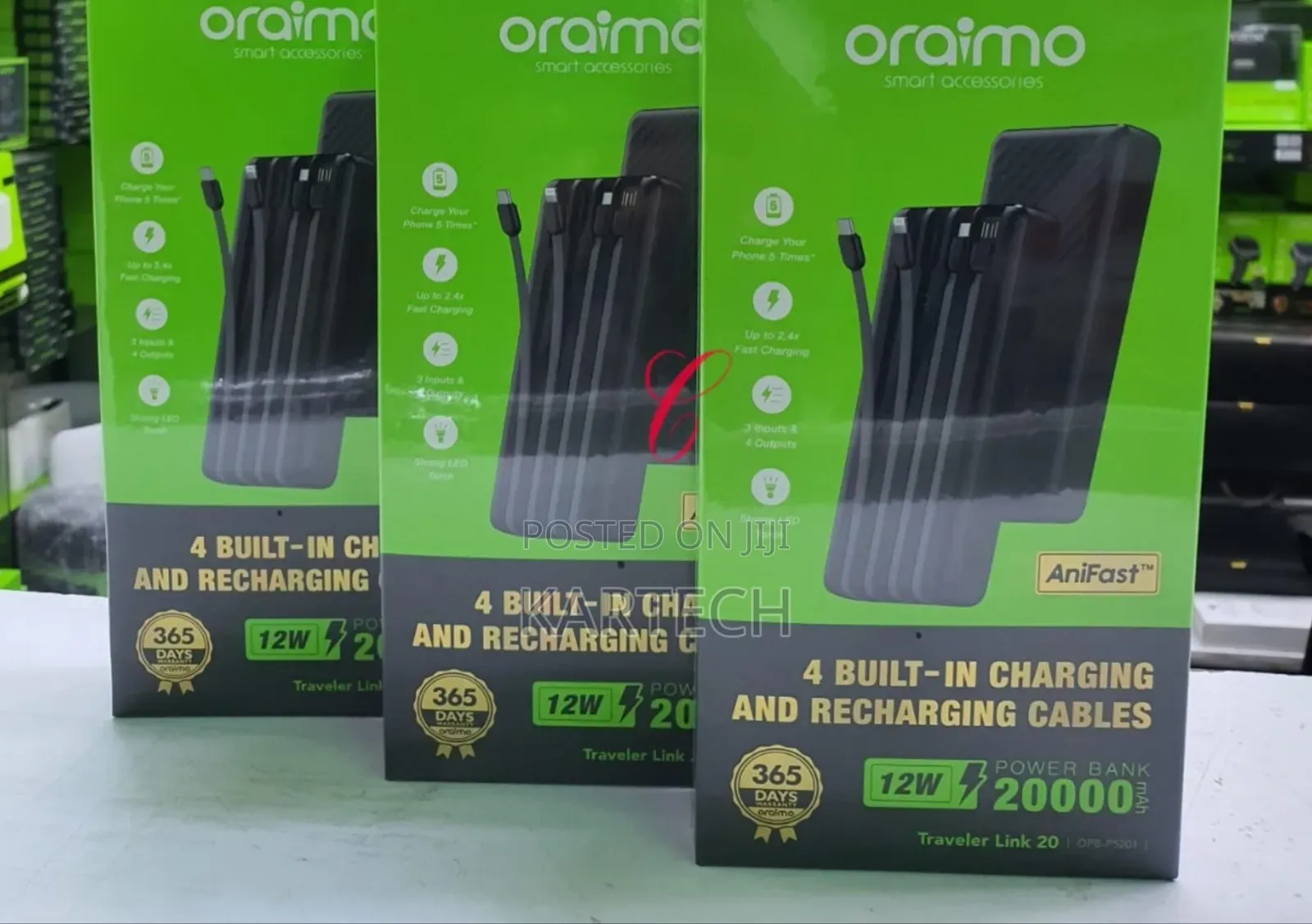 Oraimo Traveler Link 20 20,000mah Power Bank With Cables