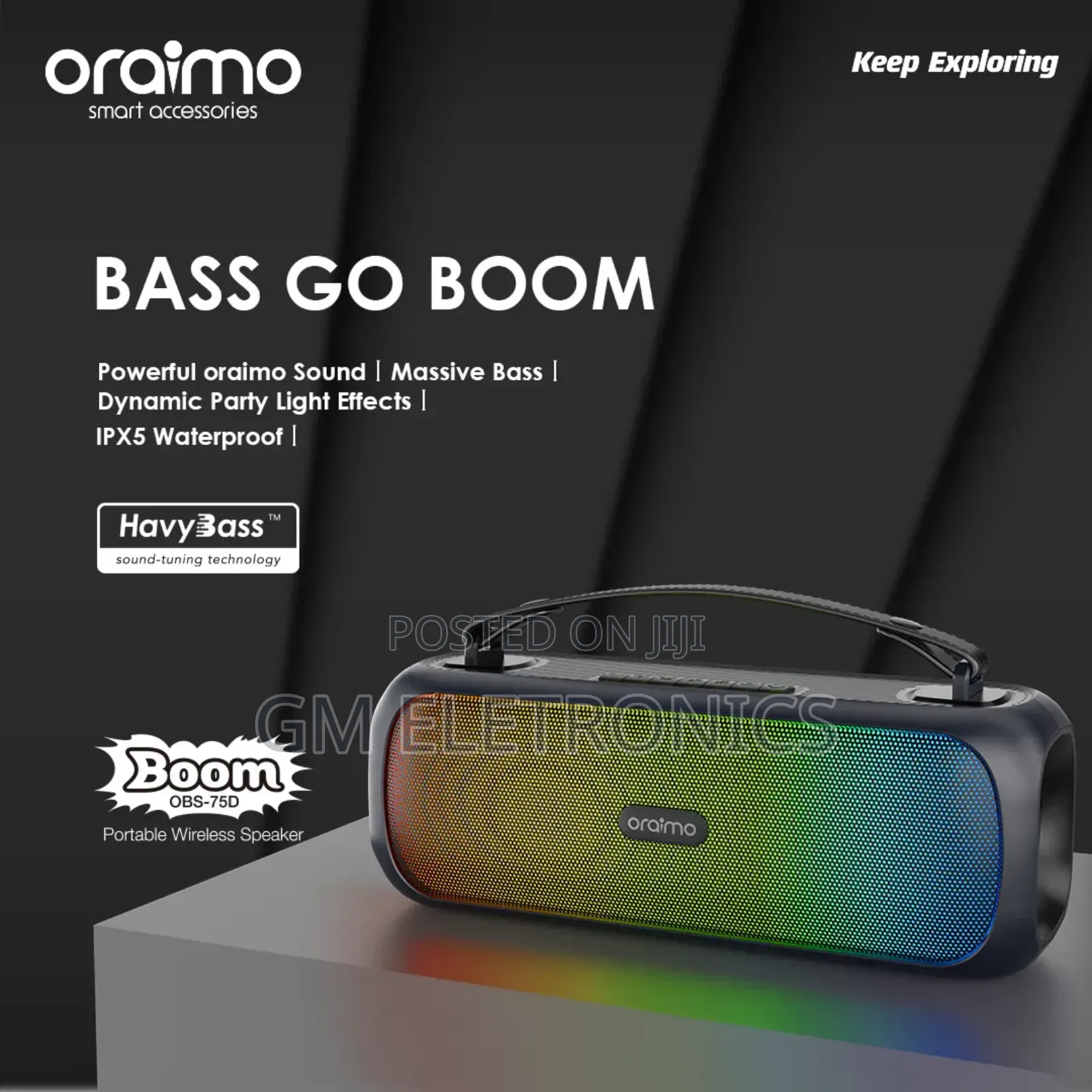 Oraimo Boom 30w Wireless Speaker Black.