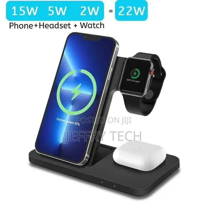 3 in 1 22W Fast Qi Wireless Charger Stand Dock Station
