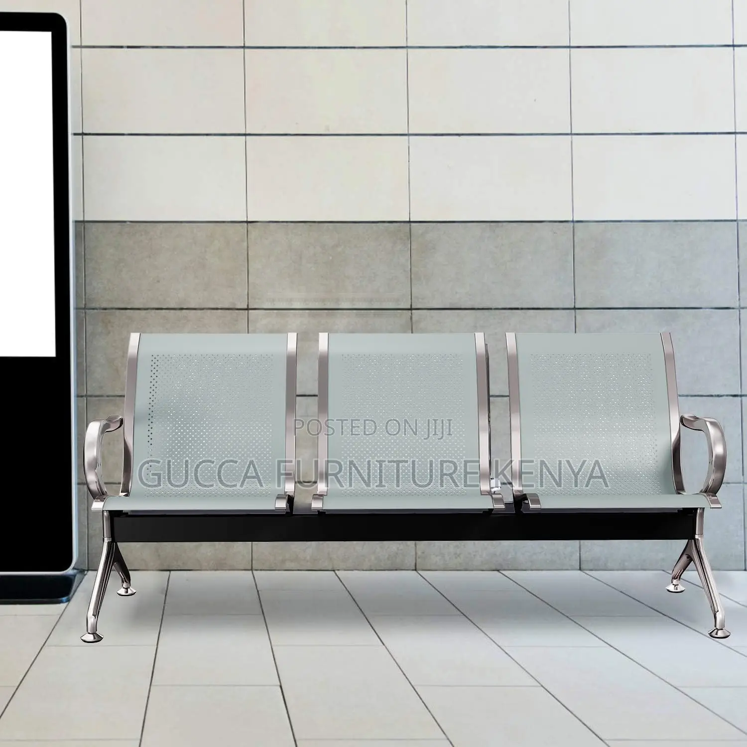 Lobby Bench Seating With Arms for Bank, Hospital, Barbershop