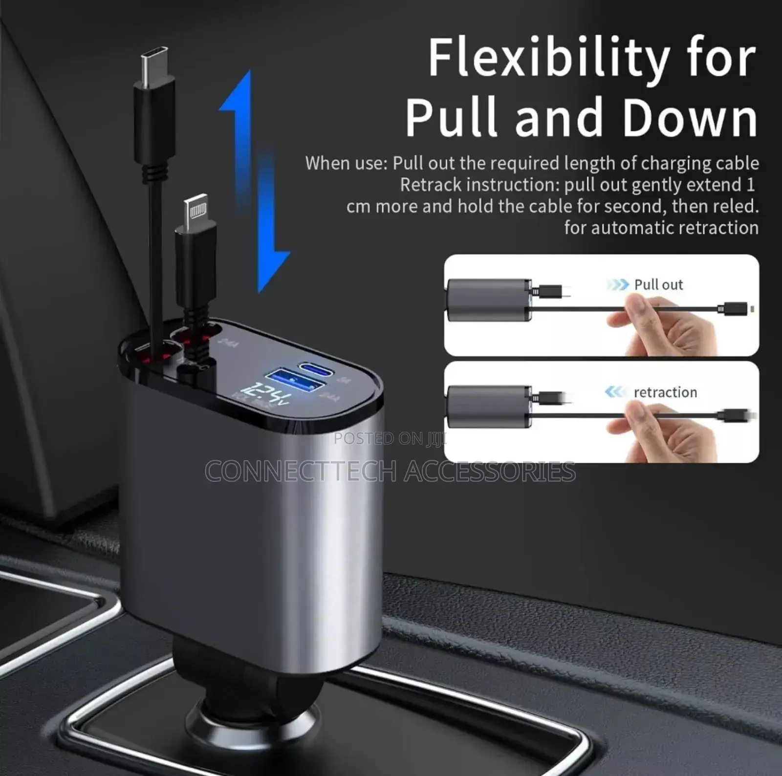 Green Lion 4 in 1 Retractable Car Charger