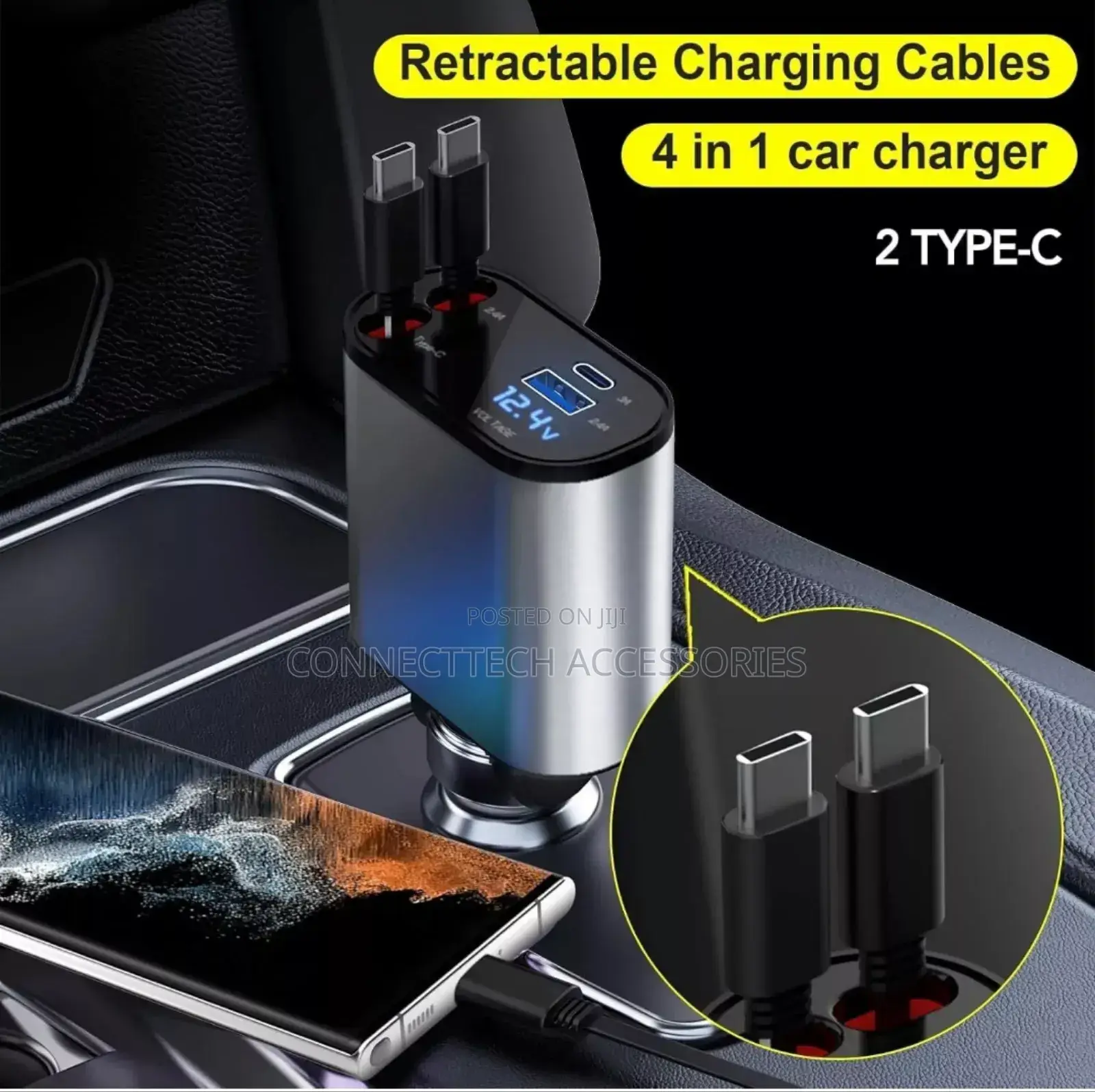 Green Lion 4 in 1 Retractable Car Charger
