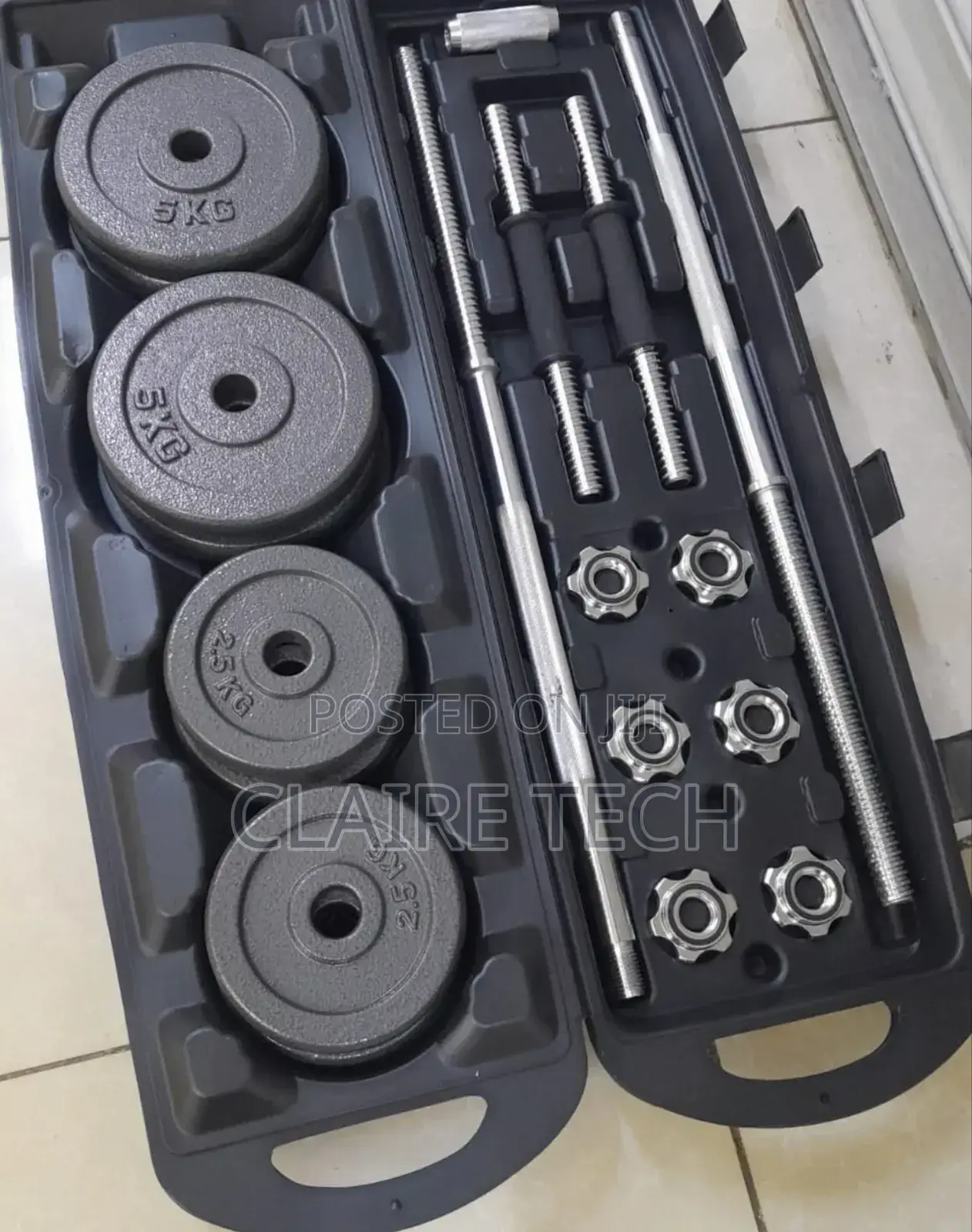 Chrome 50kgs Set Dumbbells/Barbell With a Portable Case New
