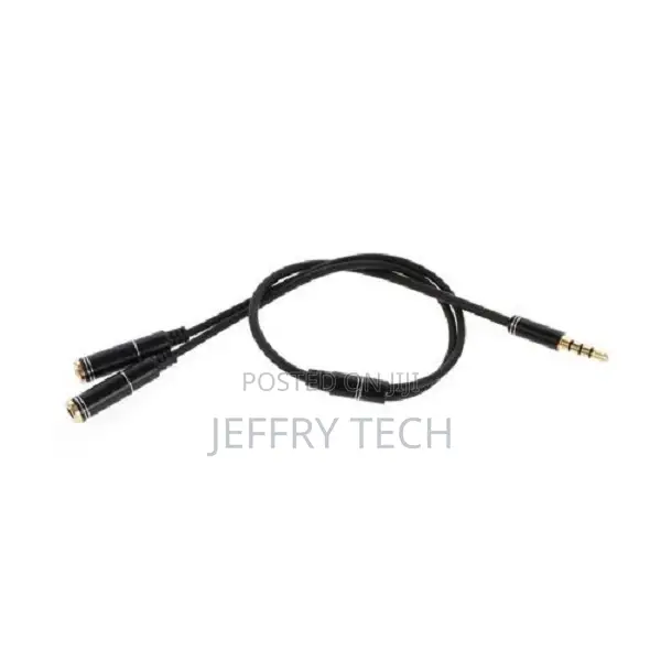 Male to Two Female 30cm Audio Splitter Cable - Black