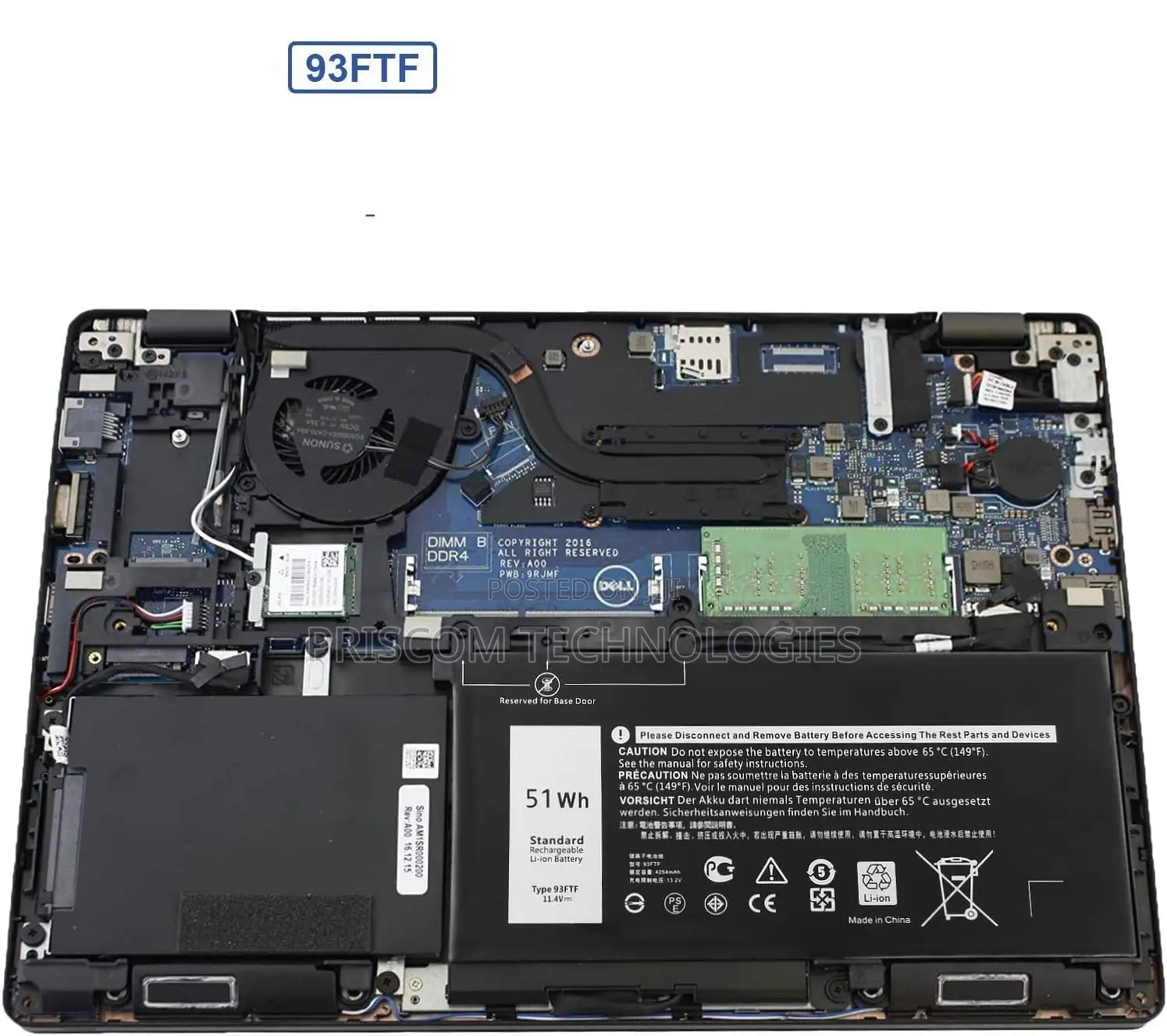 DELL 93FTF Battery for Dell Precision15 3520 3530 D4CMT 4YFV