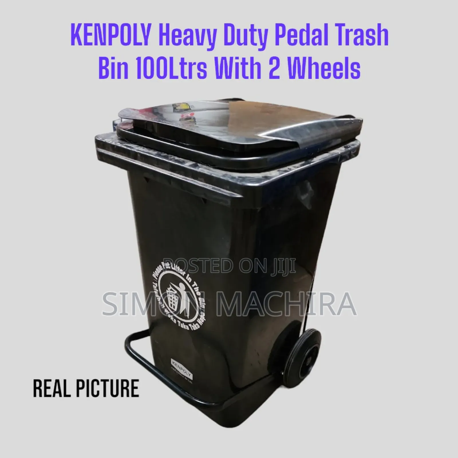 Heavy Duty Pedal Bin With Wheels 100L