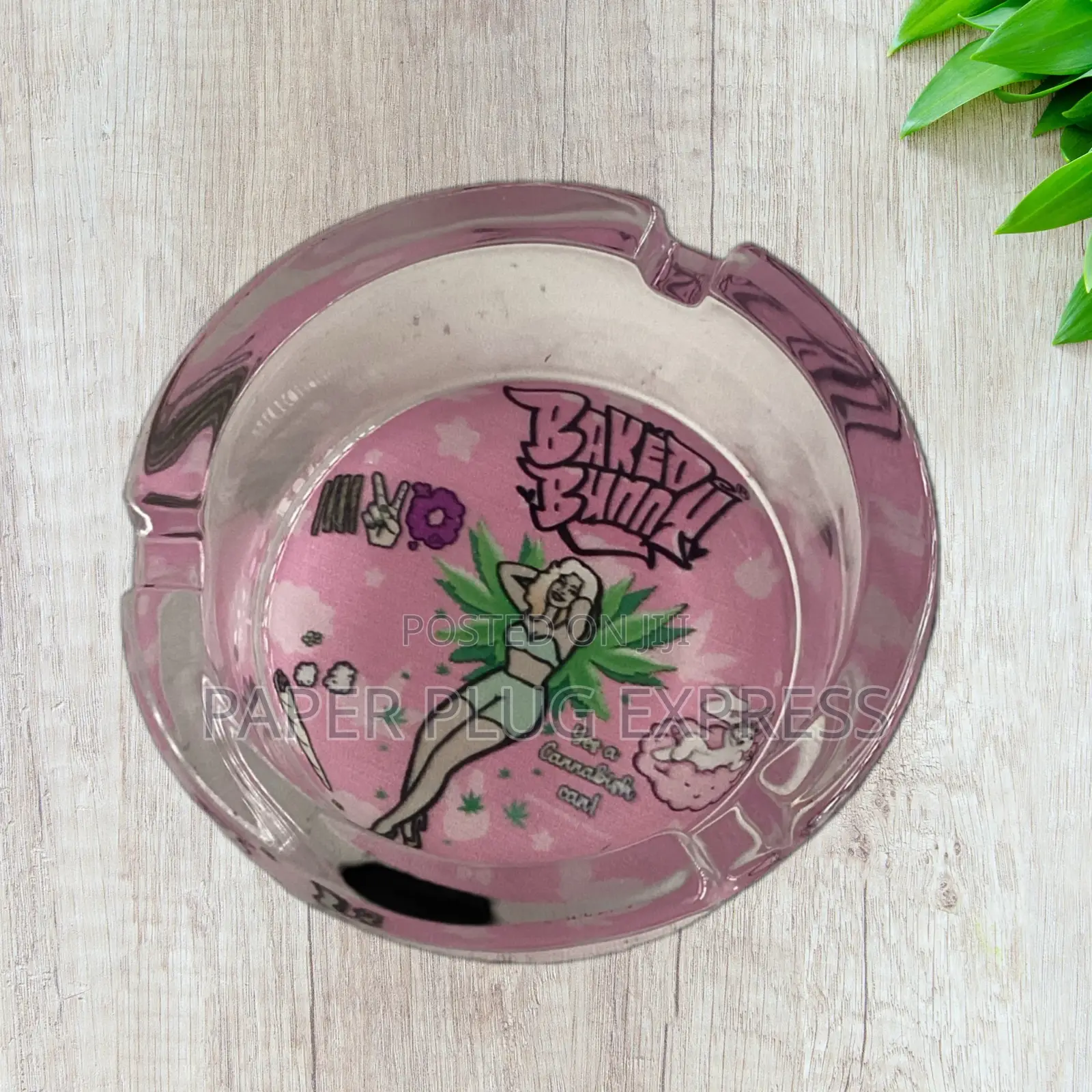 Baked Bunny Art Round Glass Ashtray 85mm