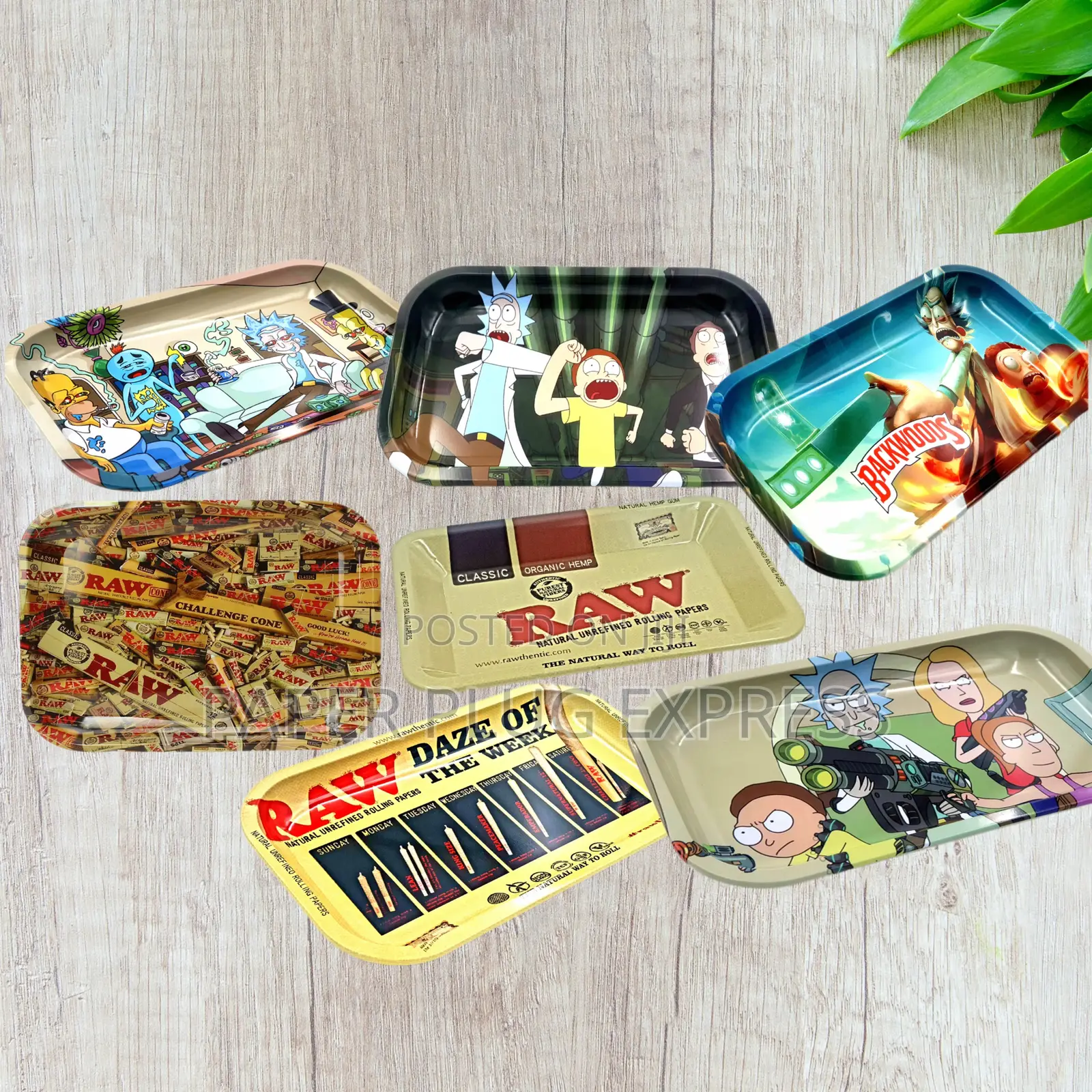 Large Metallic Rolling Tray