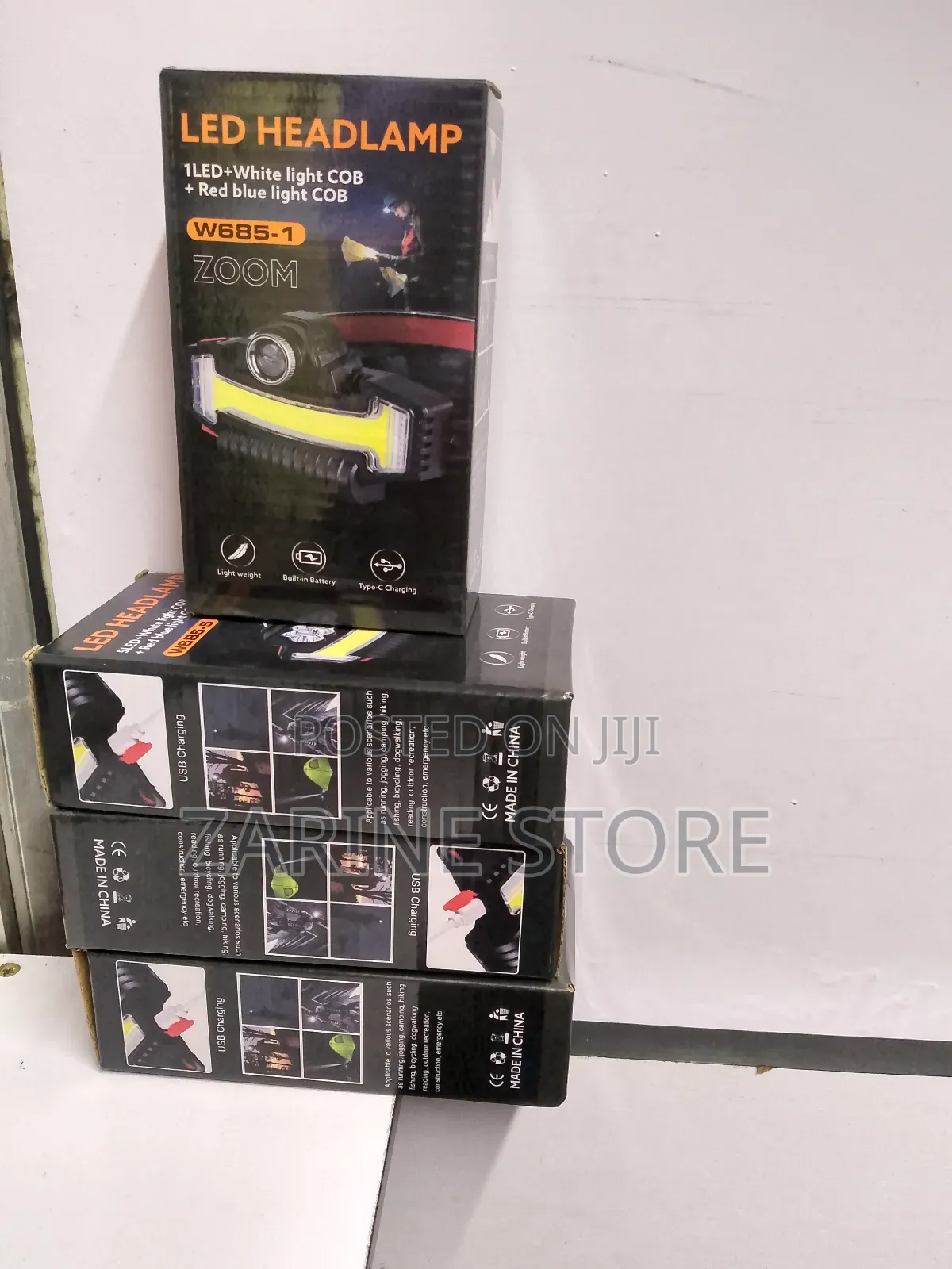 Led Headlamp With White Red Blue Light, Zoom Light, Cable