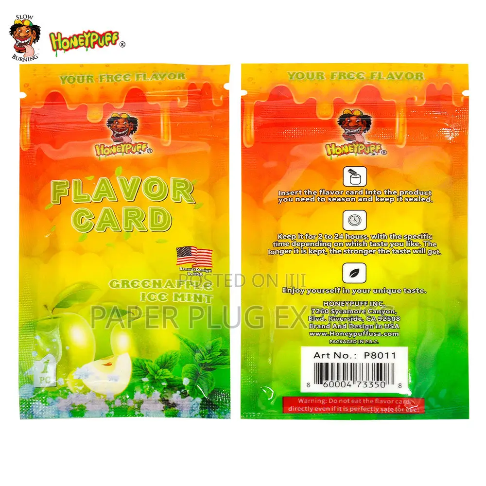 Honeypuff Green Apple Ice Mint Flavour Cards Insert Infusion
