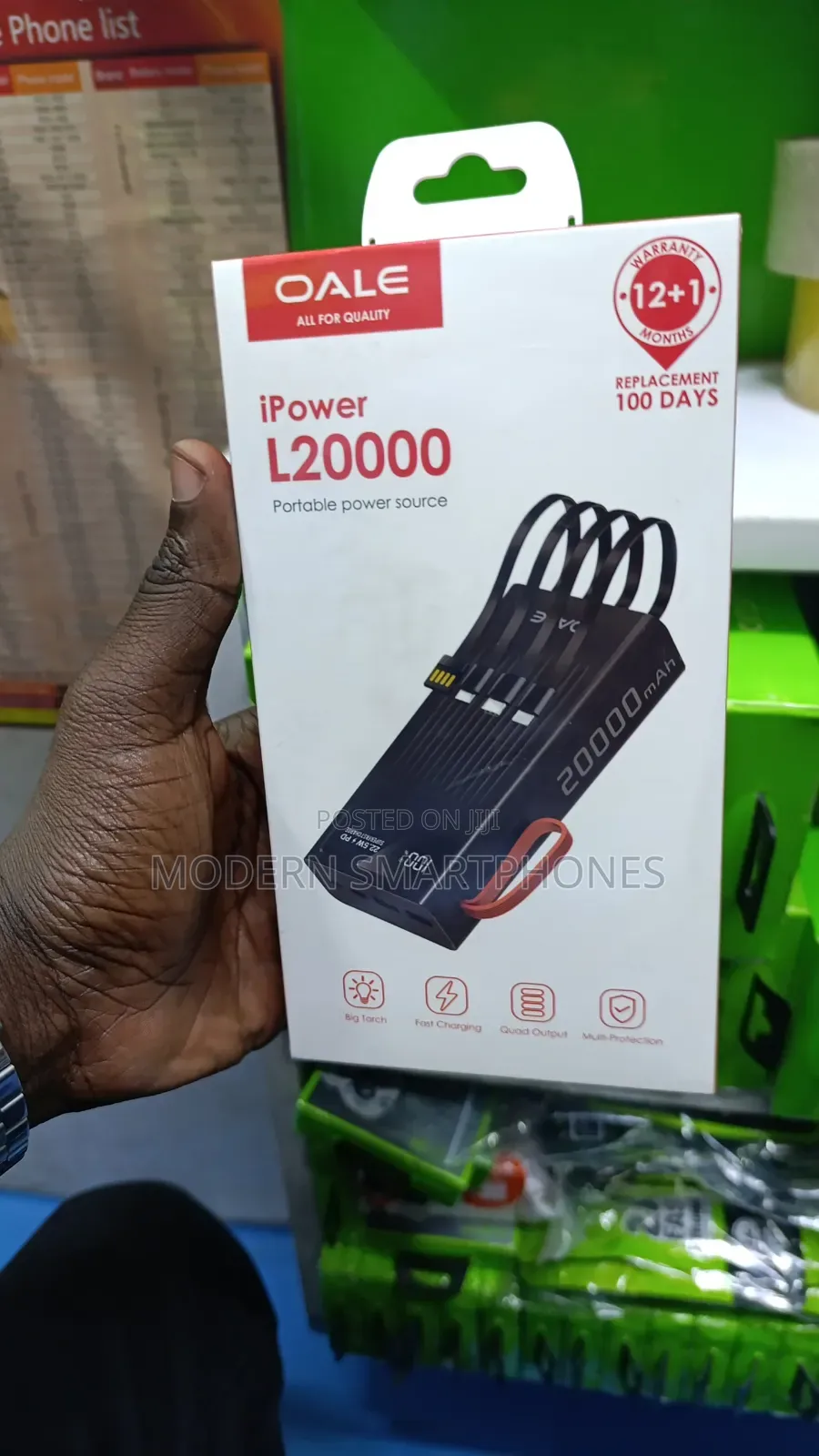20000mah Oale Powerbank Fast Charging With Big Torch