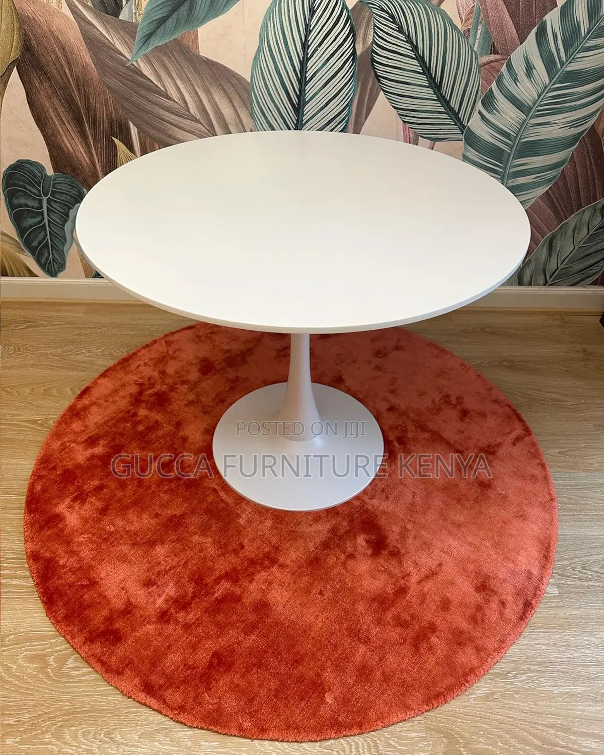 Dining Table 90 Cm Round MDF Metal White