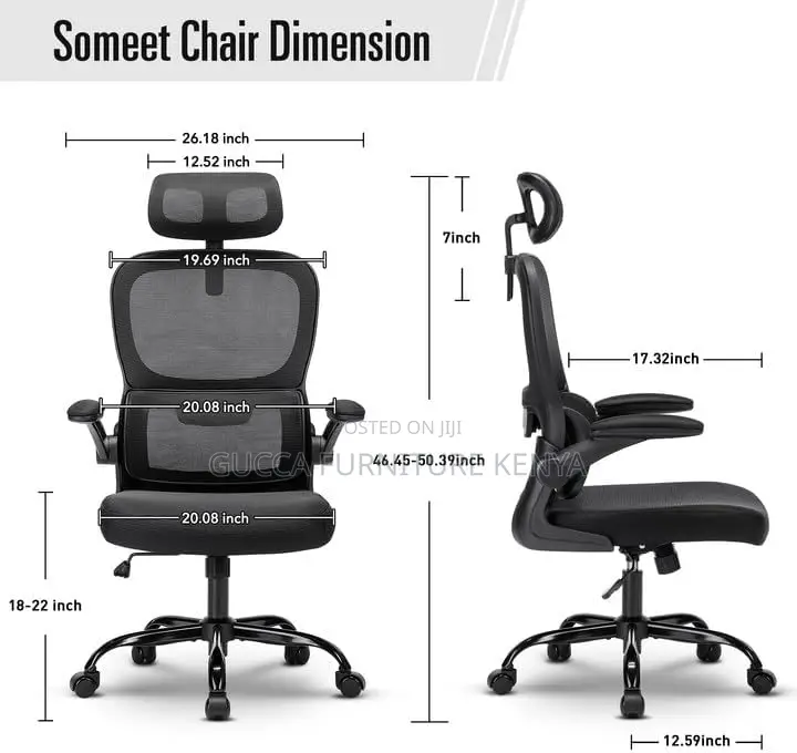 Ergonomic Mesh Office Chair With Adjustable Headrest and Arm