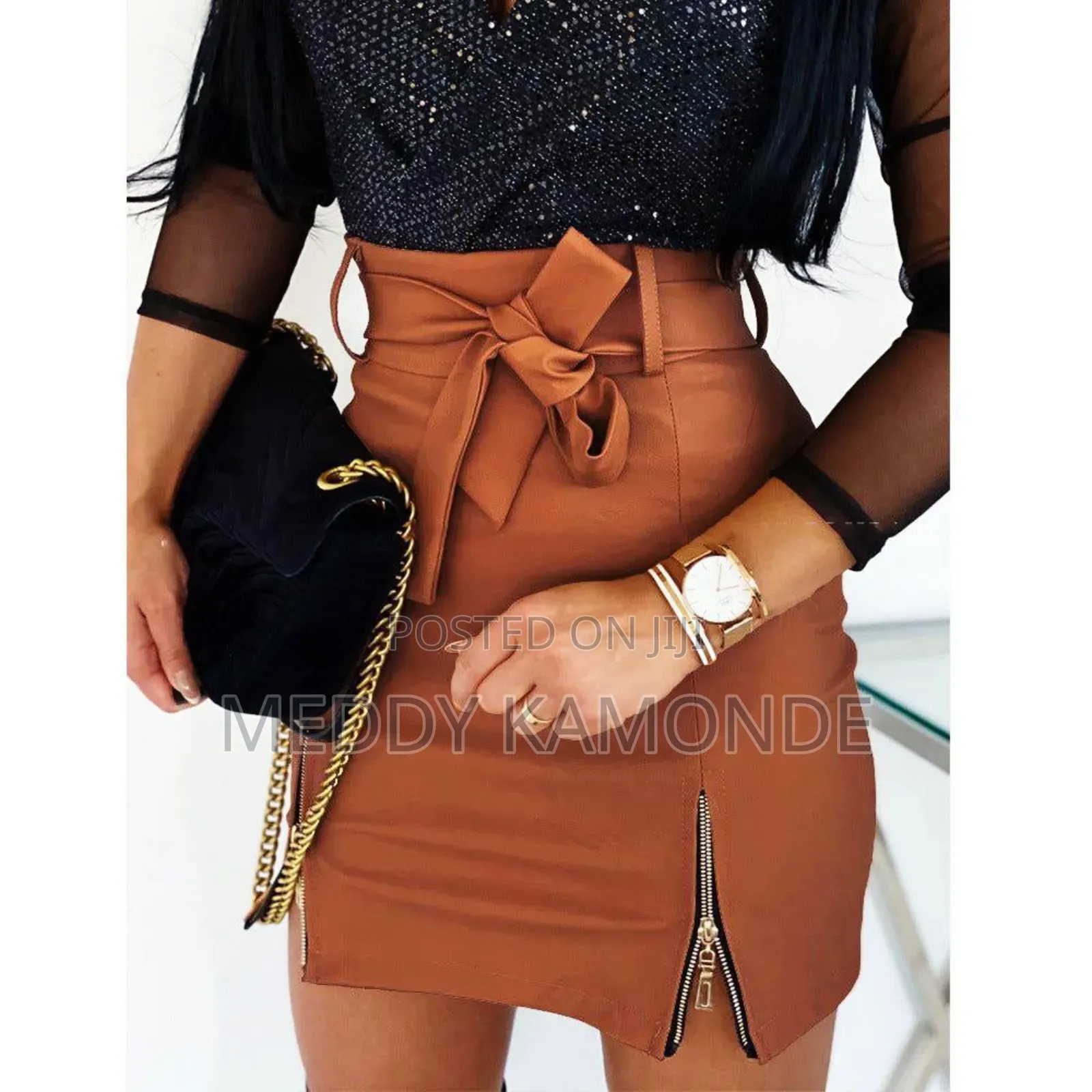 Designer Leather Skirt